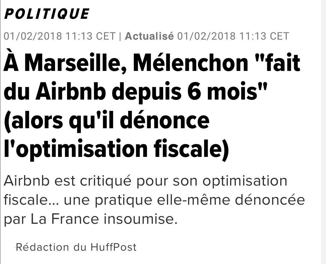 airbnbclubparis's tweet photo. .@JLMelenchon dans @NTCities souhaite «limiter les locations de courte durée des logements des propriétaires occupants à 60 jours par an» 
Pour rappel, en 2017 il avait séjourné 6mois dans un #Airbnb à #Marseille. https://t.co/n5Racs3WWr