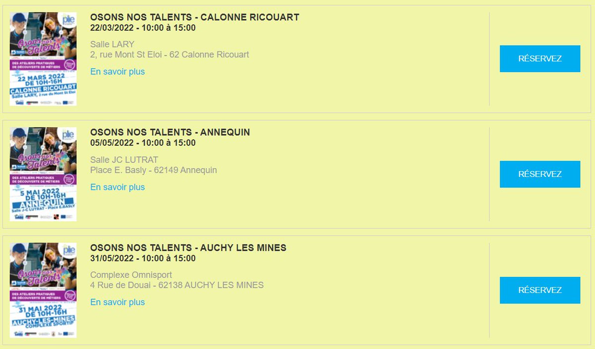 𝘼 𝙫𝙤𝙨 𝙖𝙜𝙚𝙣𝙙𝙖𝙨 .... 𝘽𝙞𝙡𝙡𝙚𝙩𝙩𝙚𝙧𝙞𝙚 𝙤𝙪𝙫𝙚𝙧𝙩𝙚
plie-bethune.fr/osons-nos-tale…
Osons NosTalents Calonne Ricouart 22 Mars 2022
Osons NosTalents Annequin 5 Mai 2022
Osons NosTalents Auchy Les Mines 31 Mai 2022
Et bientôt sur Ville de Lillers