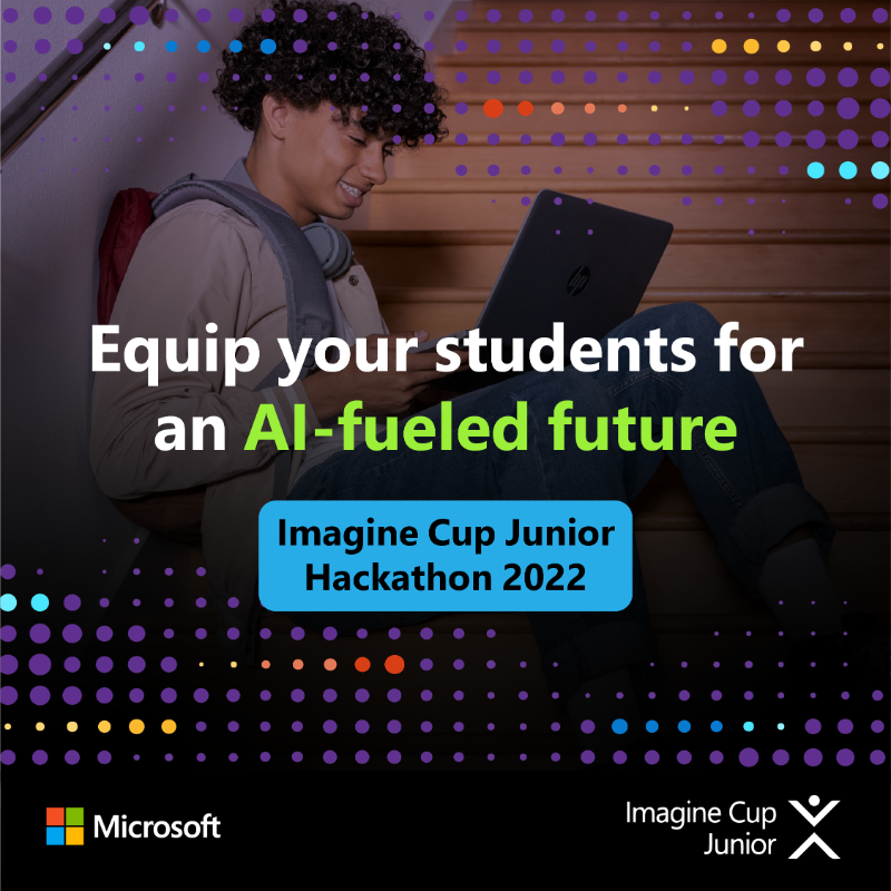 MicrosoftEDU's tweet photo. The Imagine Cup Junior Virtual Hackathon in partnership with @UNESCO and @KPMG is designed to inspire a new generation of changemakers through the power of #AI. ⚙

Learn how to get your students involved: https://t.co/d9iBHiYT4y

#MicrosoftEDU