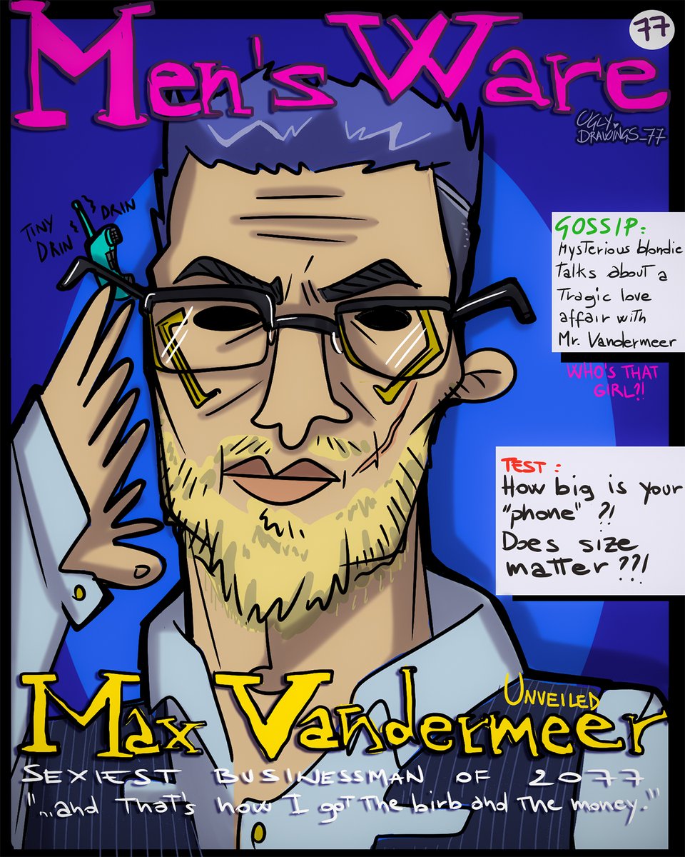 77_ugly's tweet photo. A special gift for @sigrdrifuson Because we love you and we love Max, you know, :D He's the best cover man.
Thank you for all the support! πππ
Tiny cellphones ftw
#77uglydrawingsblabla
#UglyDrawings
#UglyPortraits
#Cyberpunk2077
#Cyberpunk2077Fanart
#MaxVandermeer https://t.co/hnIX0WoUP5
