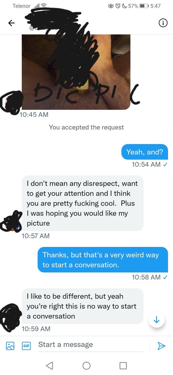 bunnybizarre1's tweet photo. Today I got my first unsolicited dick. This is how I dealt with it. It's so much easier to be nice and not get butthurt over this.
#meme #dicpick #dms #loltwitter https://t.co/igaIH1UIh7