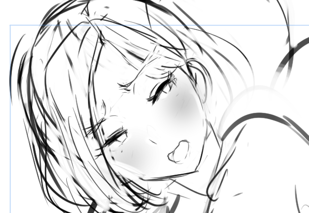 FANBOX限定イラスト用にラフ練り中。今回は表情などの一部の要素に着目してアプローチ。 