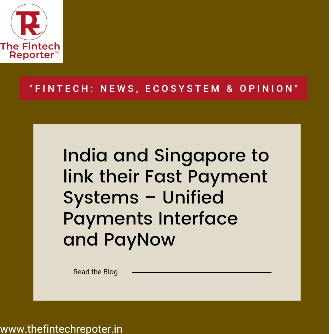 NewsOnFintech's tweet photo. Read our blog at
https://t.co/xO1hGxSupp

Check out our top article about;
India and Singapore to link their Fast Payment Systems – Unified Payments Interface and PayNow

#TFR #Thefintechreporter #Fintechnews #Fintechupdates #Fintechinterviews #Learnfintech #Fintechsimplified https://t.co/PcyH20DbCK