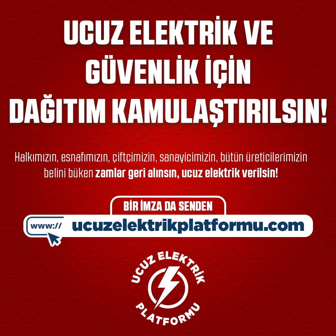 🔘 Ağırlaşan enerji krizinin faturası halkın omuzlarına yüklenmesin diye,

🔘 Sanayici çarkı döndürmeye, çiftçi toprağı işlemeye devam etsin diye #UcuzElektrikPlatformu'na bir imza da sen ver. ⤵️

🔗forms.gle/mQRYtBXvnuhghm…