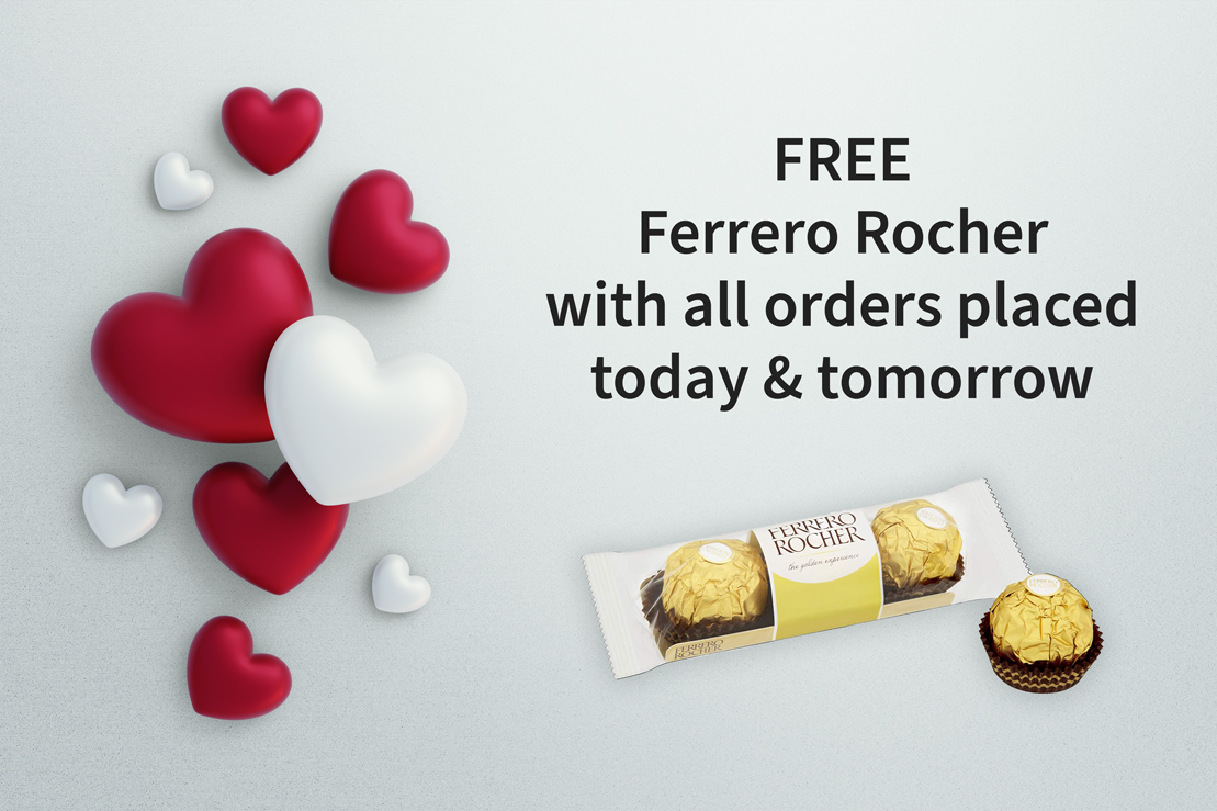 A little something from us this Valentine’s Day ♥

Free Ferrero Rocher with all orders placed today and tomorrow. 

Order online at paperpunch.ie