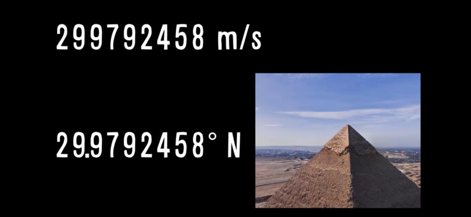 Pareekh Jain on Twitter: "Found this image circulating on social media. The in the speed of light are same as the latitude the Pyramid of Giza. interesting coincidence