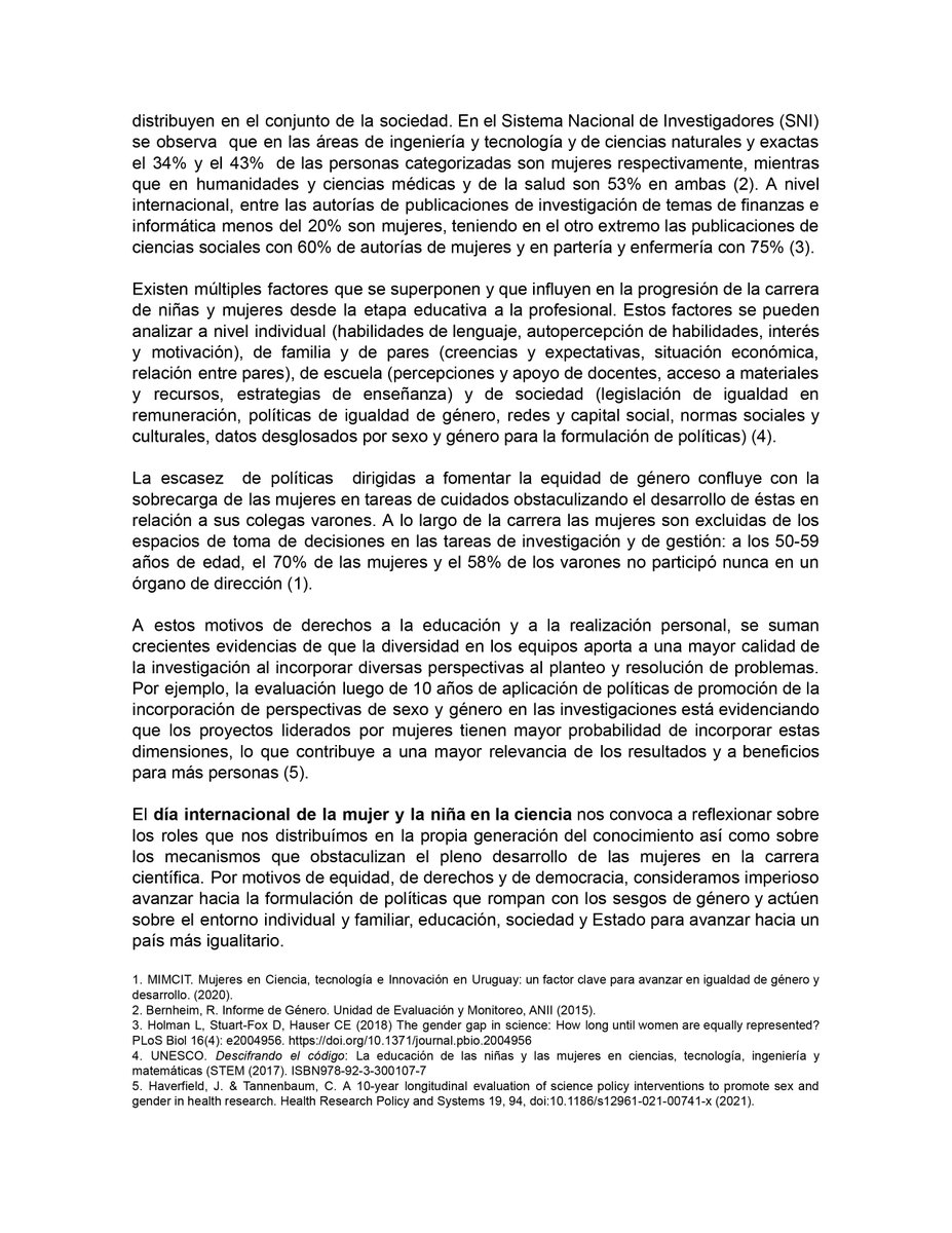 El 11 de febrero es el día Internacional de la Mujer y la Niña en la Ciencia y desde la Asociación Investiga Uy nos sumamos a esta jornada de reflexión sobre los obstáculos que mujeres y niñas encuentran para hacer ciencia.
#DiaDeLaMujeryLaNinaEnLaCiencia 
#11F