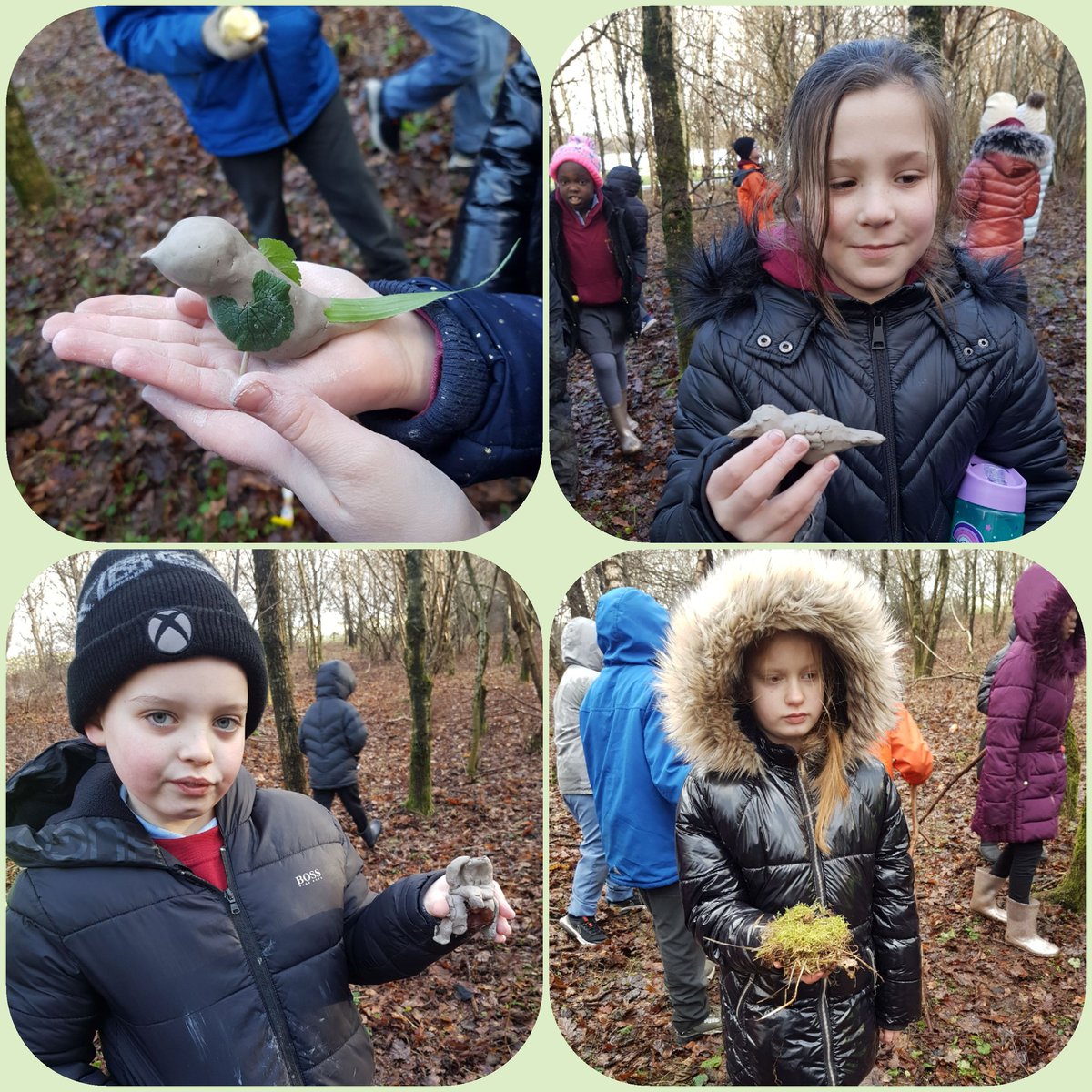 Today we went to #HogganfieldLoch with @TCVScotland @TCVtweets and made some fantastic clay birds in the woods #outdoorlearning. The children used their knowledge of different birds in Scotland #bigschoolsbirdwatch @TCVCitSci