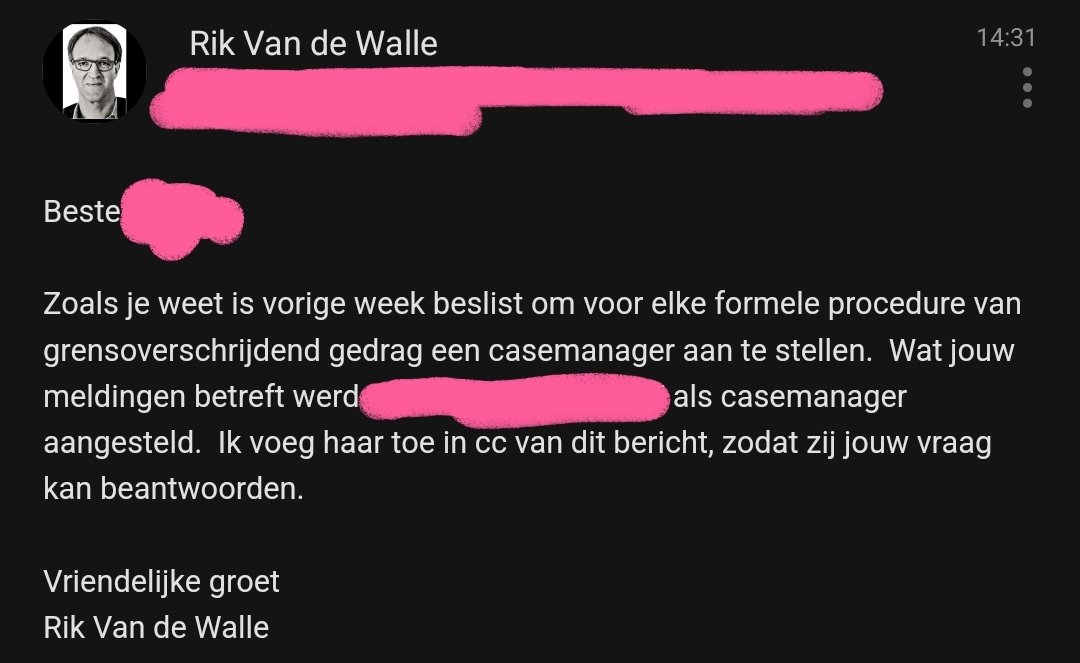 _b_oen_k_'s tweet photo. wnr je, een week nadat de rector je heeft verteld dat hij je vragen (ivm de leugens en de tijdsduur van de tuchtprocedure) met de hoogste prioriteit onderzoekt, nog eens vraagt of hij al antwoorden heeft en hij je doorstuurt naar de persoon die je al eens foute info heeft ggvn 😃 https://t.co/r8vF0UILAx