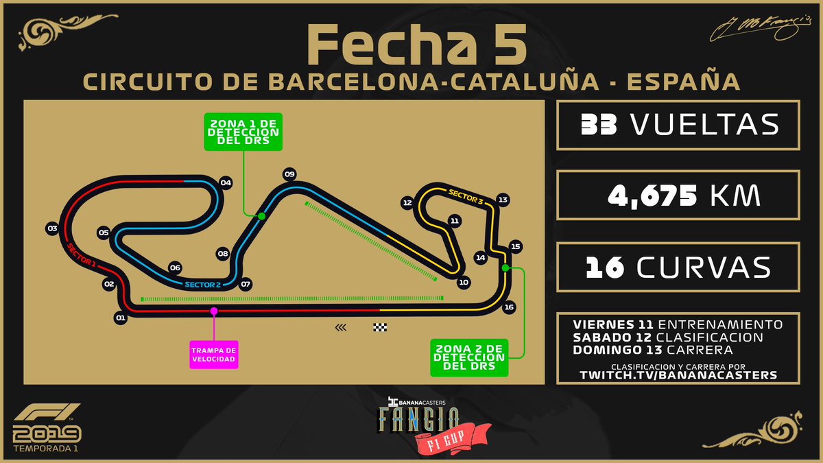 FangioCup's tweet photo. #FangioF1Cup | #CircuitoDeBarcelona 

Les presentamos el Circuito de Barcelona-Cataluña, para que estén al tanto de todo para este fin de semana.

Los esperamos para el día de clasificación y carrera en
https://t.co/MAcQendgZO https://t.co/kJnRE2dtvD