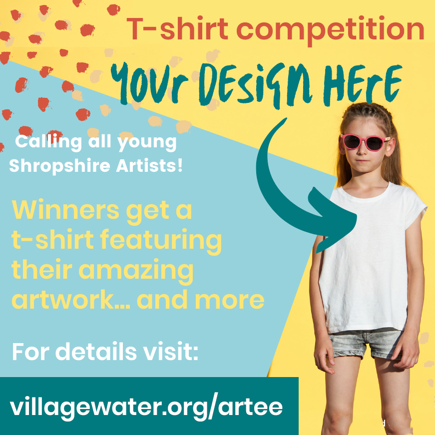 Calling all Shropshire primary school age kids 📣 
Are you an ArTee type? How about YOUR design on a tee-shirt... for a prize ❗❗ 
Find out more at villagewater.org/artee
#art #shrewsbury #shrewsburyart #shropshireart #shropshire #wash