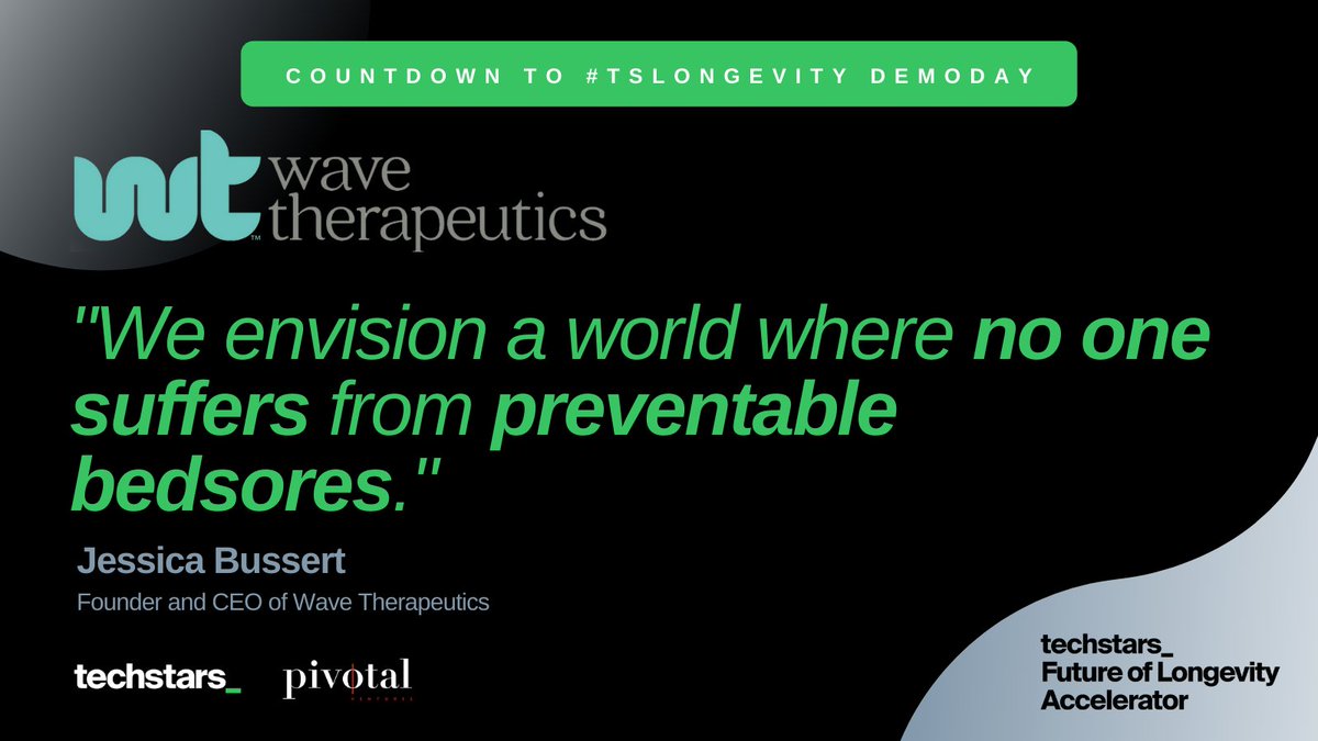 Techstars Future of Longevity Accelerator (@ts_longevity) on Twitter photo Today we are 5 (week)days away from #TSLongevity DEMO DAY! We are proud to feature one company per day until Thur, Feb 17.
Today is <a href="/wave4health/">wave therapeutics</a>. Register below to hear more about affordable smart cushioning technology from <a href="/BussertJessica/">Jessica Bussert</a>!
tsta.rs/Wnqz50HRZ2j
<a href="/Techstars/">Techstars</a> Today we are 5 (week)days away from #TSLongevity DEMO DAY! We are proud to feature one company per day until Thur, Feb 17.
Today is <a href="/wave4health/">wave therapeutics</a>. Register below to hear more about affordable smart cushioning technology from <a href="/BussertJessica/">Jessica Bussert</a>!
tsta.rs/Wnqz50HRZ2j
<a href="/Techstars/">Techstars</a>