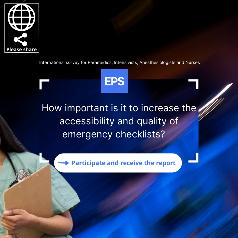 virgidelplanque's tweet photo. 🆘🏥🦺🚨 #Paramedics, #Intensivists #Anesthesiologists, #Nurses:
❓How important is it to increase the accessibility and quality of emergency checklists?
👉 Please, fill out our 3min survey &amp; receive our report.
Link➡️🔗 https://t.co/em8EX7uslA
🙏
@jmconstantin @XavierDelplanq https://t.co/CNo5bRqu0t