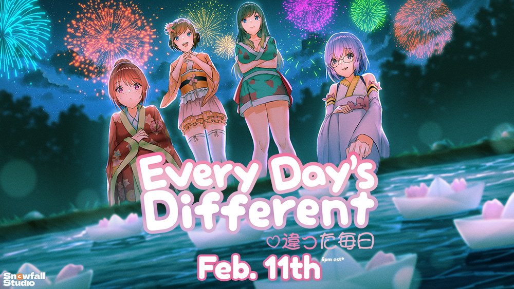 Exciting news! We're pleased to announce we'll be releasing Every Day's Different Feb 11th! 

EDD features 4000+ unique voice lines and 30 CG's. We've put our heart into EDD and I can't wait to share the whole story.

Enroll at Okoshin tomorrow at 5pm est!
#visualnovel #EDDvn #vn