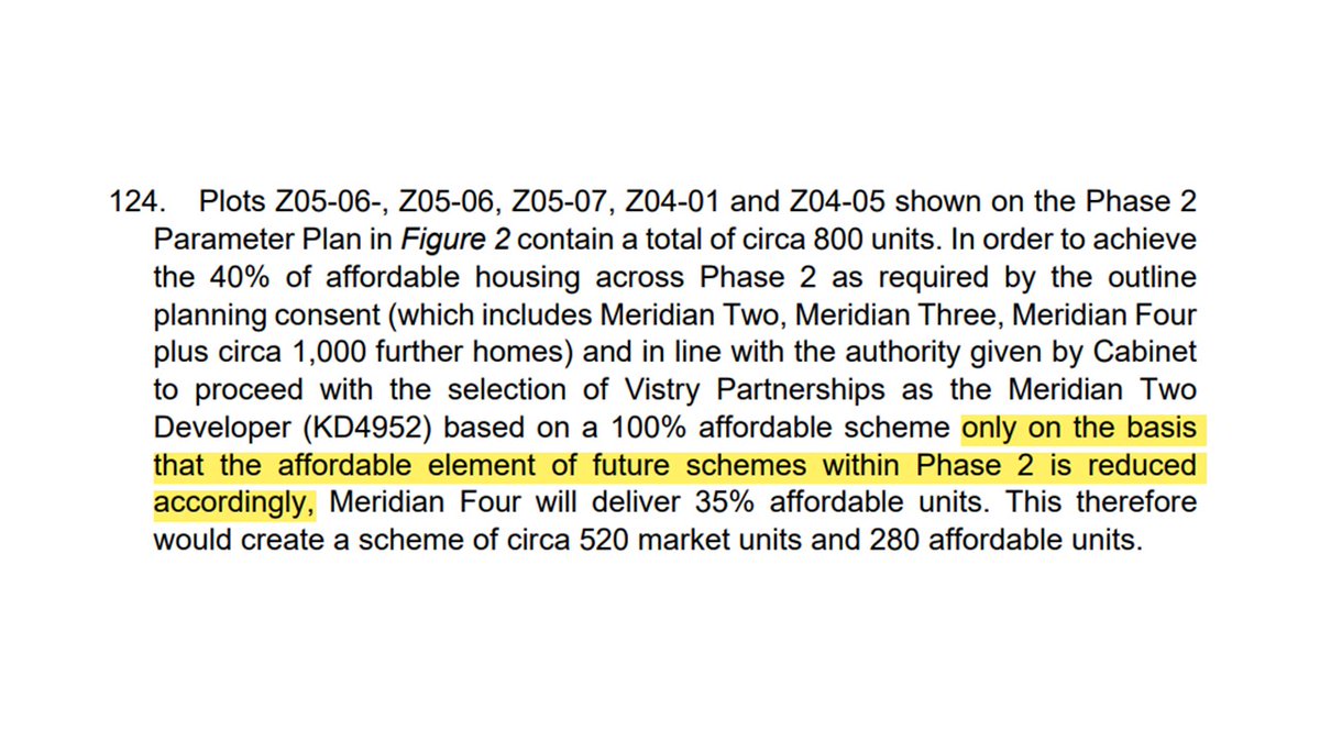 BetterEnfield's tweet photo. @MeridianWater Buildings planned for Meridian Two are 9-13 storeys. Why doesn't the image you've posted reflect that?
Also, here's an extract from a Council report explaining the affordable % on this phase requires a reduction of affordable housing on future phases.
#PlayingWithNumbers https://t.co/jrVVtGY3d5