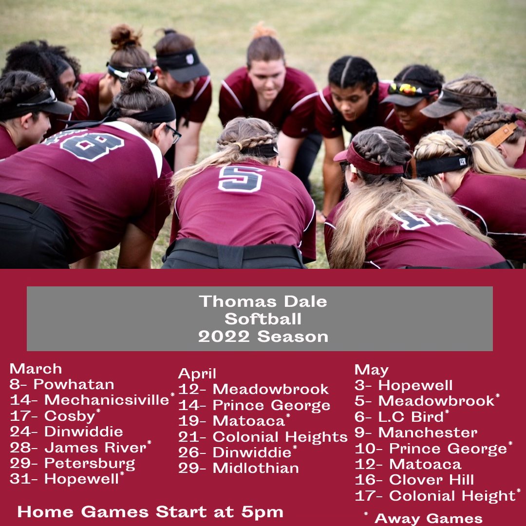 Here we come! Varsity dates. JV plays the same games just in the opposite location. #KnightsOneTeam #softball