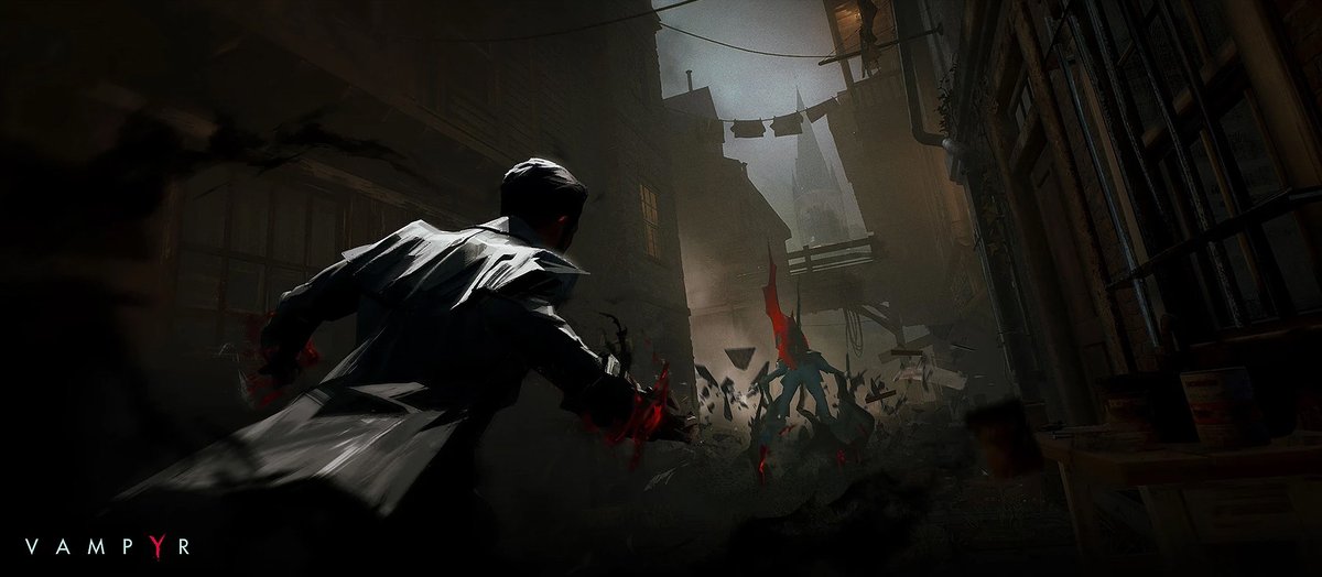 Fully embracing #TBT with a beautiful concept art by @florentauguy for Vampyr 🖤