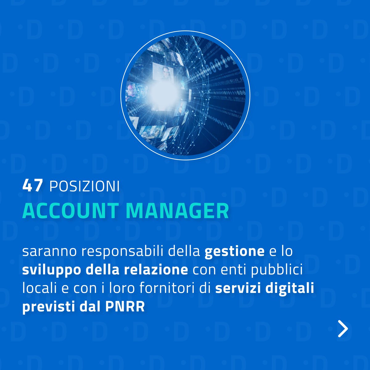 InnovazioneGov's tweet photo. 📢Vuoi contribuire alla realizzazione degli obiettivi del #PNRR sul territorio? Siamo alla ricerca di 80 esperti:
✅47 Account Manager; ✅26 Technical Implementation Manager; ✅7 Operations Assistant.
Puoi presentare la tua candidatura qui 👉https://t.co/qQsDh5JbTQ https://t.co/OsQh9Ef5WY