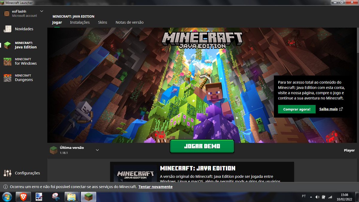 _Flashh_'s tweet photo. @MojangSupport Depois da ultima atualização não consigo mais usar meu launcher https://t.co/MKGQRbtj0Y
