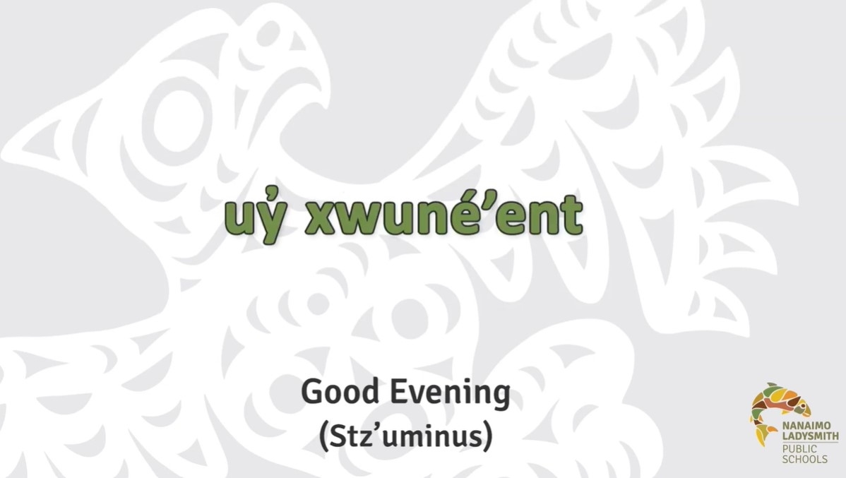 uy̓ xwuné'ent - good evening 🌛

Next Week's Hul̓q̓umín̓um̓ Phrase is up! We challenge you to try it out next week in the evening as you sit down to eat your evening meal!

youtube.com/watch?v=6n0tkZ… 

nlpslearns.sd68.bc.ca/indigenous-edu… #hulquminum #NLPSlearns