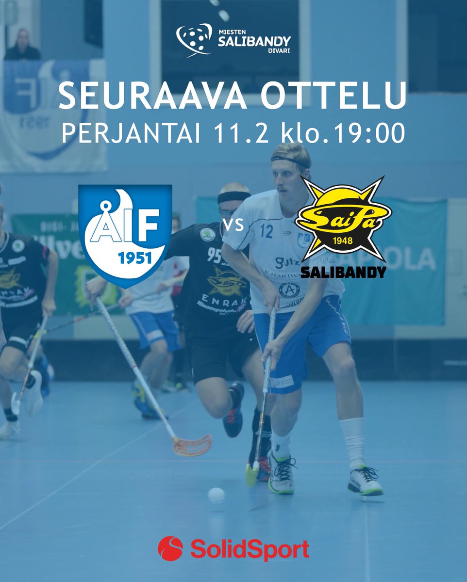 Huomenna pe 11.2. vastaan saapuu SaiPa. Kahvila on auki klo 17:45 alkaen ja ottelu alkaa klo 19:00!

Tervetuloa kannustamaan ÅIF voittoon 💙
Ingman Areenalla on maskisuositus.

#viäråif #divari #salibandy

📸 Iiro Karesniemi