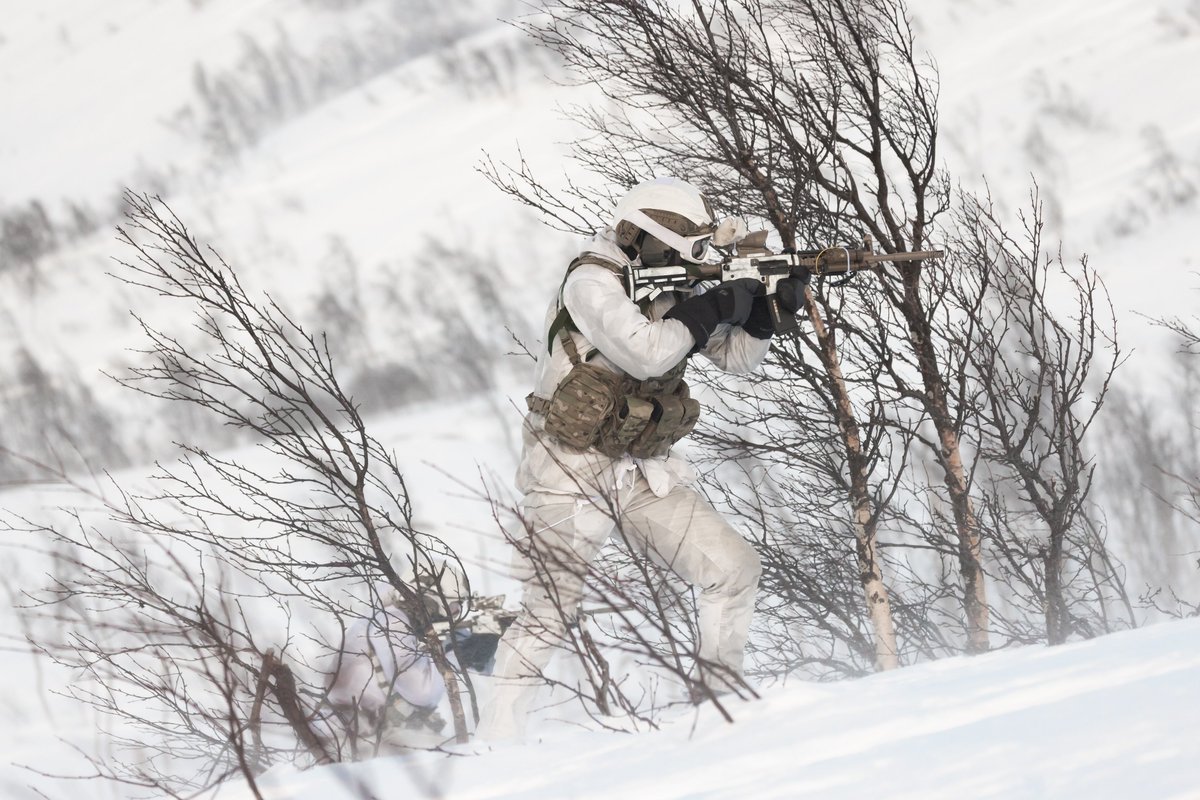 Defense_Imagery's tweet photo. Feb. 4, 2022: A Royal marine conducts live fire in Norway during Winter Deployment 22. (UK MOD photo) #royalmarines #uk #norway https://t.co/U79amK5yuT