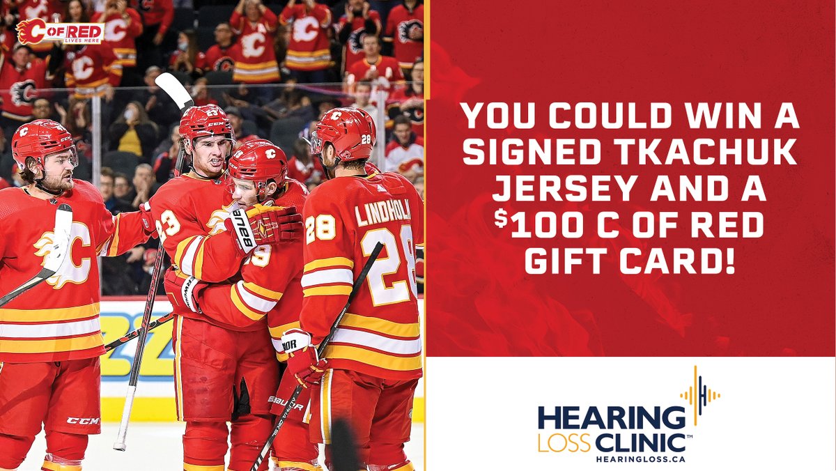 NHLFlames's tweet image. Our friends at the Hearing Loss Clinic are giving you the chance to win a signed Chucky jersey AND a $100 #CofRed gift card!

Entering is simple:

🔥 RT this post
🔥 Follow us &amp;amp; @TheHearingLoss