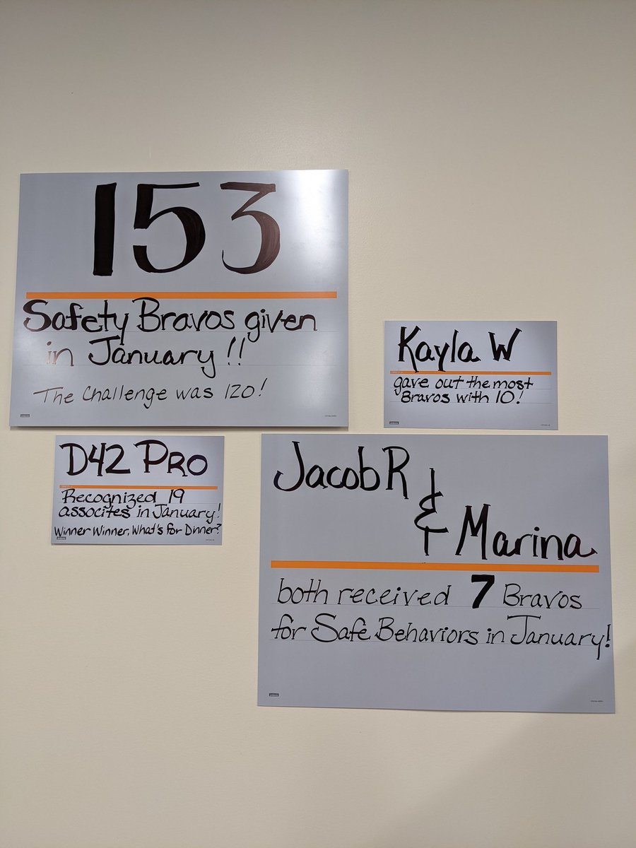 Our January Safety Awareness challenge of 120 safety Bravos was not only met but exceeded by our team at #2840!! We ended up with 153 cards of recognition being awarded for the month! Not only that but we already have 33 cards on the board for February!! Awesome job!!