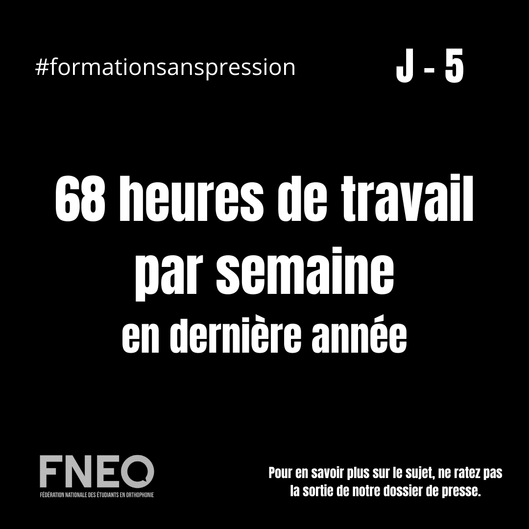La_FNEO's tweet photo. La #maquette en #orthophonie prévoit #68h/semaine de travail (cours, stages et travail personnel) durant la 5ème année d’études, ce qui correspond à environ 10h/jour de travail.
#formationsanspression
Pour en savoir plus, ne ratez pas la sortie de notre dossier de presse : J-5. https://t.co/VAvrFh0Fjq