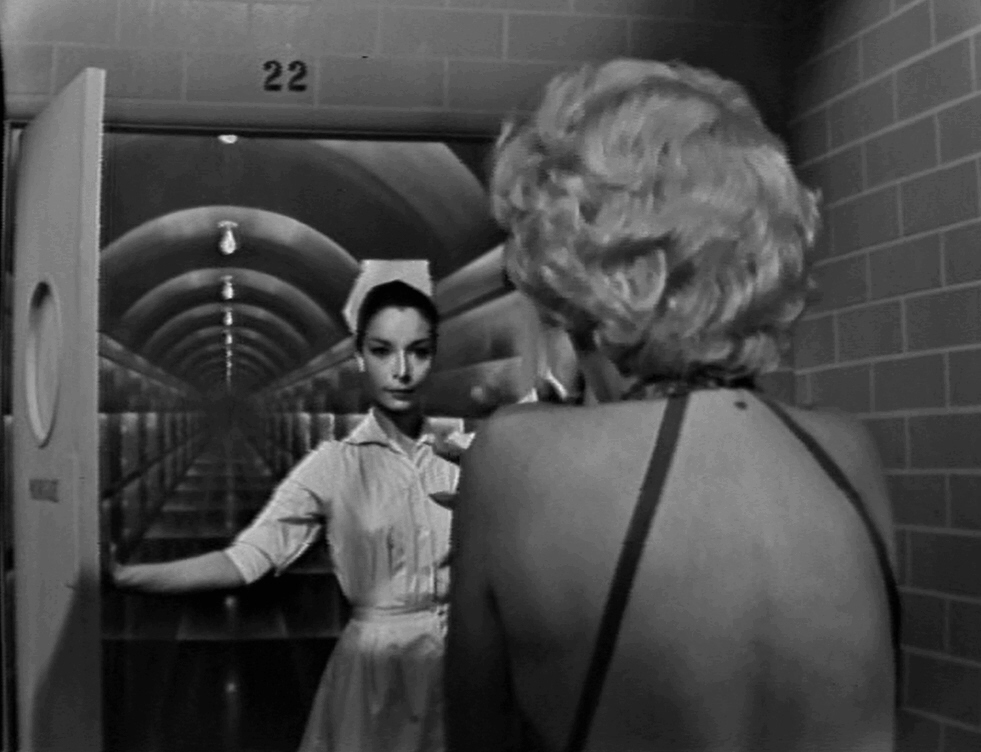 TheNightGallery's tweet image. February 10, 1961: Twilight Zone's "Twenty-Two" airs. A woman recovering in a hospital keeps seeing a mysterious woman beckoning her to the morgue. Is it a bad dream—or a premonition?

Written by Rod Serling. Stars Barbara Nichols, Arlene Martel &amp;amp; Jonathan Harris. #RoomForOneMore