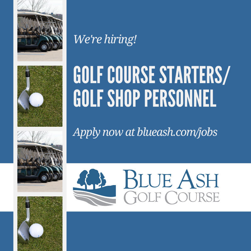 New job opportunities at the Blue Ash Golf Course! Apply now for Golf Shop Personnel/Golf Course Starters positions or to be a part of the Maintenance Grounds Crew! blueash.com/jobs #golf #jobs #employment #jobopportunity #nowhiring #hiring #career <a href="/BlueAshOhio/">City of Blue Ash</a>