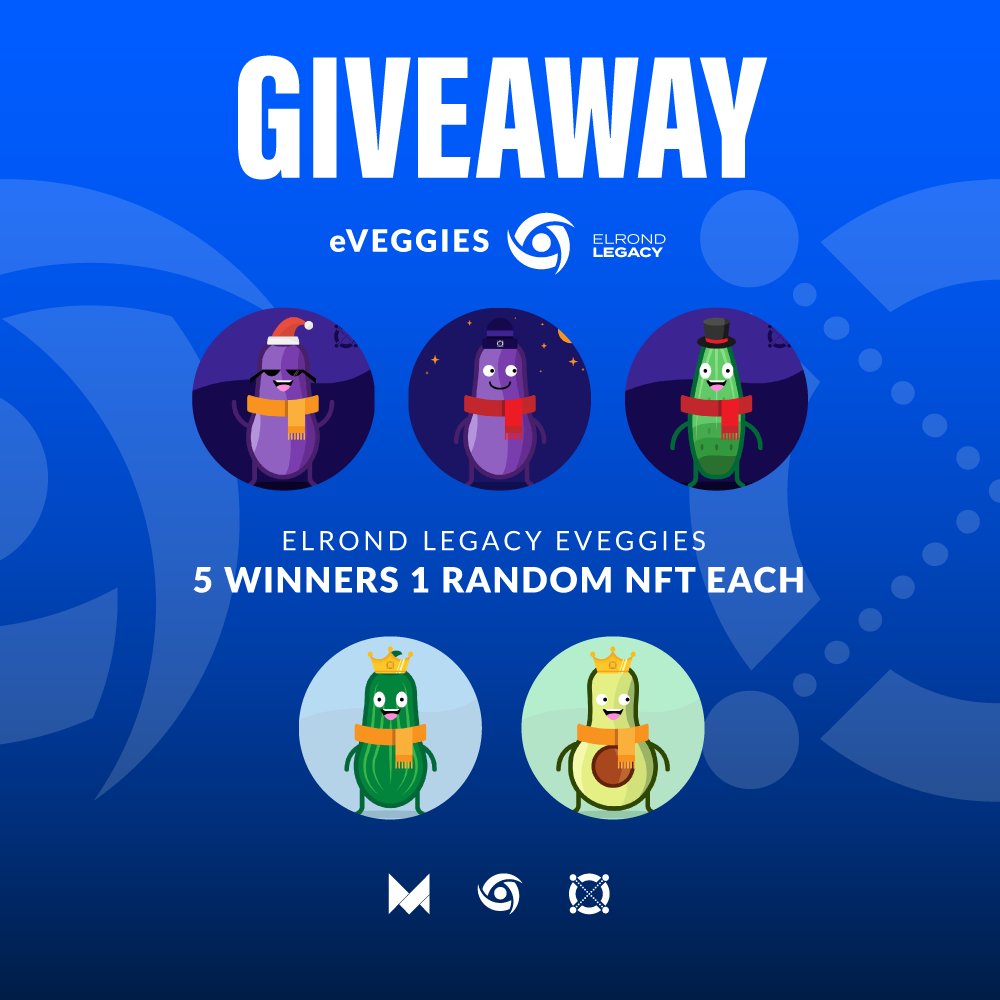 [#NFTGiveaway 🎁]

The Elrond Legacy team just got verified on @TrustMarketNFT and got their @ElrondWorld Hero Channel Launched🚀

Lets Celebrate with a #Giveaway

5 Lucky Winners🍀
5 x eVeggies #NFTs

1️⃣ ❤+🔁 
2️⃣ Follow <a href="/ElrondLegacyNFT/">Elrond Legacy ⚡</a>
3️⃣ Join Discord : dsc.gg/elrond.legacy