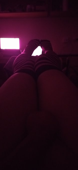 2 pic. Thighs in a soft pink light at night... Would be perfect if there was someone to snuggle with