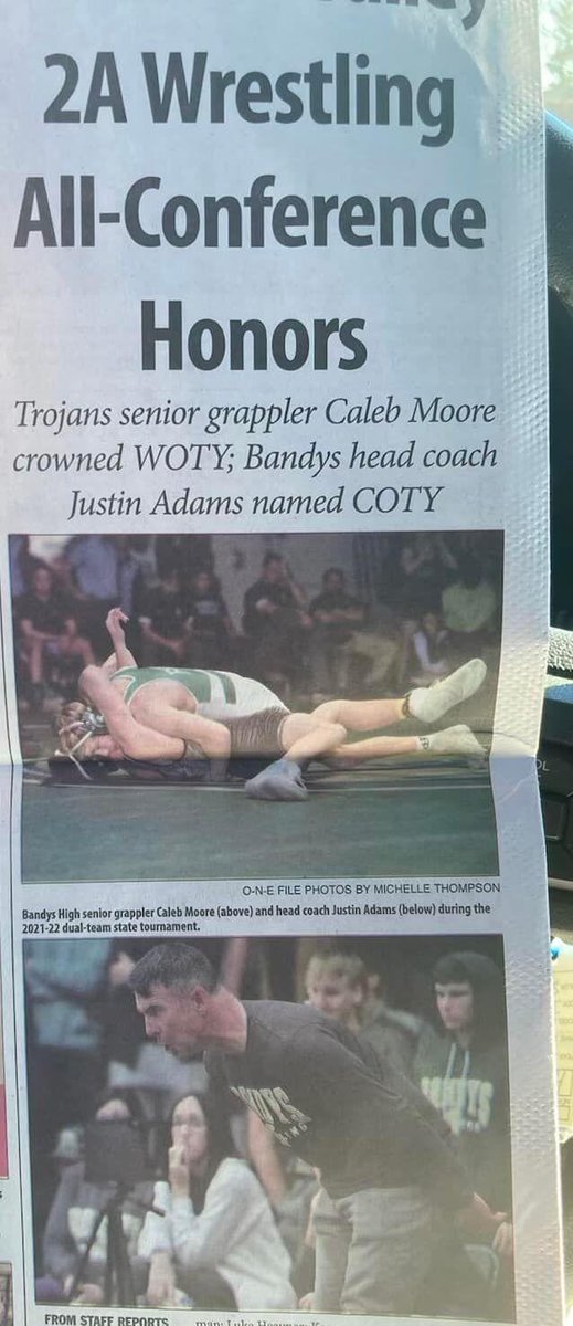 CountryTrojan's tweet photo. WotY and CotY Honors to Caleb Moore and Coach Adams! Congratulations to Bandys wrestlers who were selected All Conference-Boedi Kirkland, Bryson Burkett, Joey Levix, Trey Story, Caleb Moore, Ian Moore, Raydyn Brooks, Zack Evans and Austin Cline!! #WeAintFinished @Caleb_Moore54 https://t.co/YfpATwia0D