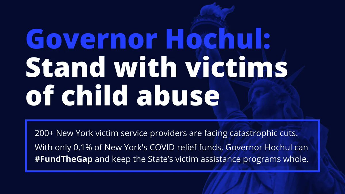 In a year with a record-setting state budget, 200+ New York victim assistance programs are facing catastrophic funding cuts. 

Just 0.1% of New York’s COVID relief funds would prevent this from happening. What’s wrong with this picture? @GovKathyHochul #FundTheGap #SaveVOCA