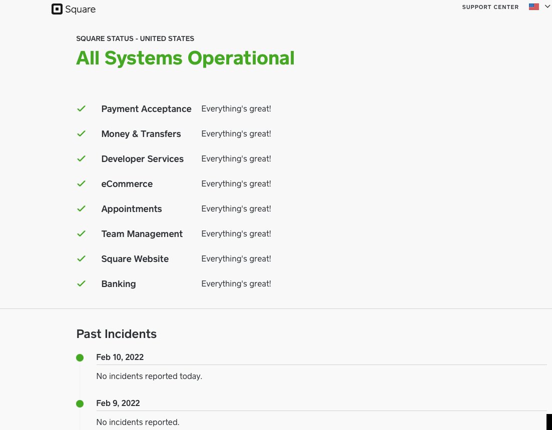 @SQSupport <a href="/grandcoffeesf/">OG Grand Coffee</a> You're not OPERATIONAL and we are all experiencing failure issues on all platforms, Desktop, iPad, iPhone.  Update your ISSSQUAREUP.com to reflect the FAILURE before you direct us there, PLEASE