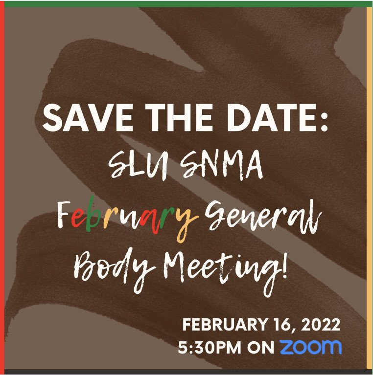 Save the date! Please join us for our February General Body Meeting next Wednesday!