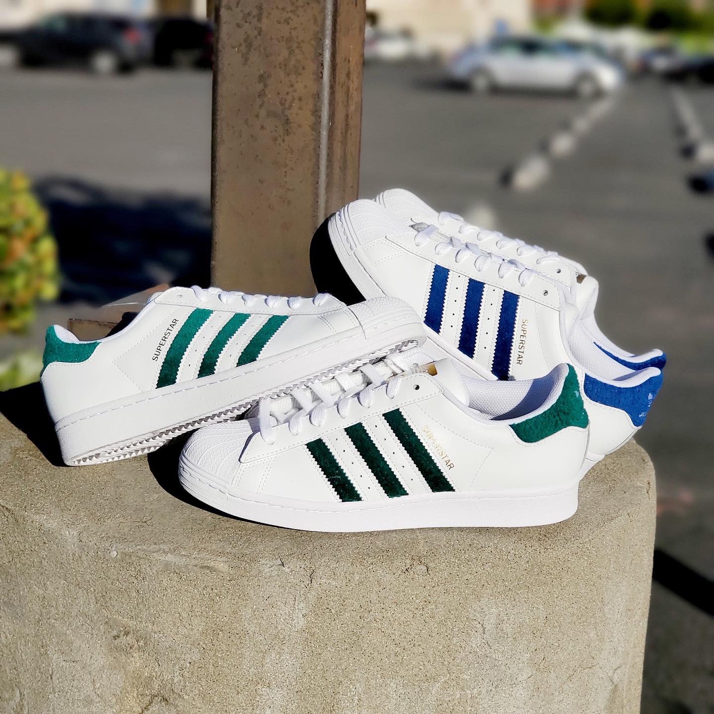 Buy Adidas Superstar cloud white/semi screaming green/blue dawn