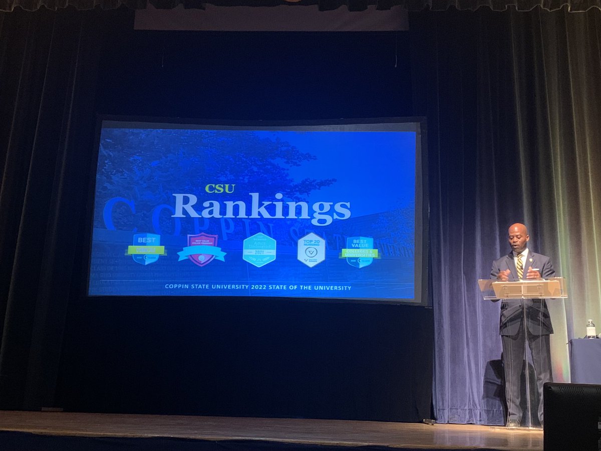 aelhaggan's tweet photo. @CoppinStateUniv CSU Ranking @CoppinPresident 2022 State of the Univeristy @CSUalums #hbcu #csutech https://t.co/Ophdi1ihwV
