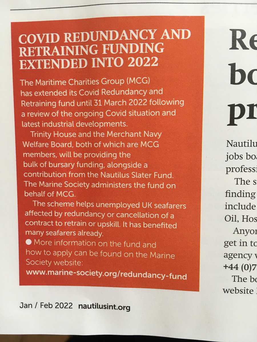 MaritimeCharity's tweet photo. Thanks to @Nautilus and @helkel45 for helping us get the word out to #seafarers who might benefit from our #COVID19 #redundancy and #retraining bursary. It's now open until 31st March. Find out how to apply here https://t.co/g1DfzmDDj6 https://t.co/UkslkuvqtH