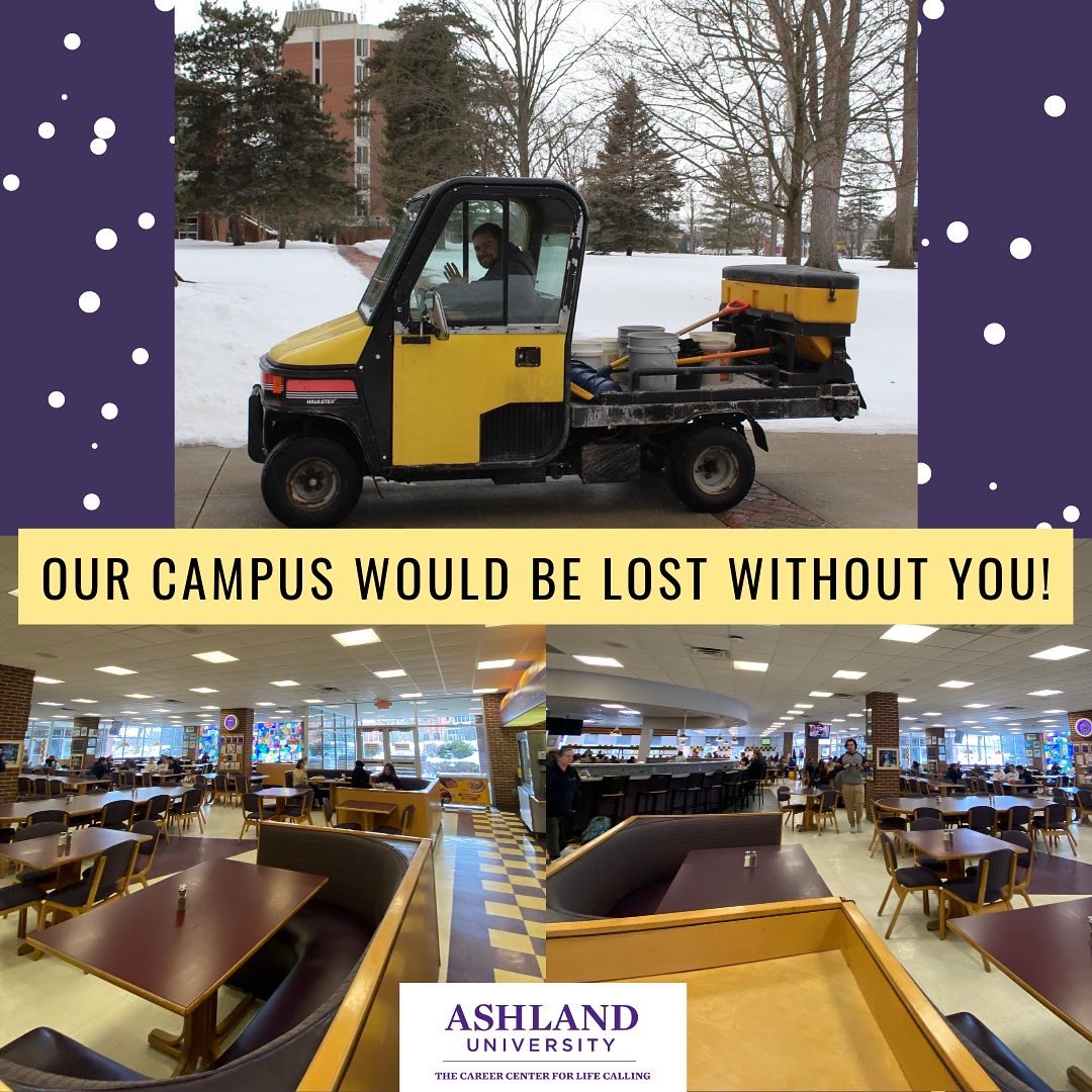 AUCareer_Center's tweet photo. We wanted to give an EXTRA BIG shoutout to our dining services, grounds &amp; facilities workers! 💜💛 This campus wouldn’t be what it is without you guys, literally. We wanted to thank you and show our support the best way we can! We appreciate you guys! 
 #nomoresnowplease❄️ https://t.co/vD32mr1u1V