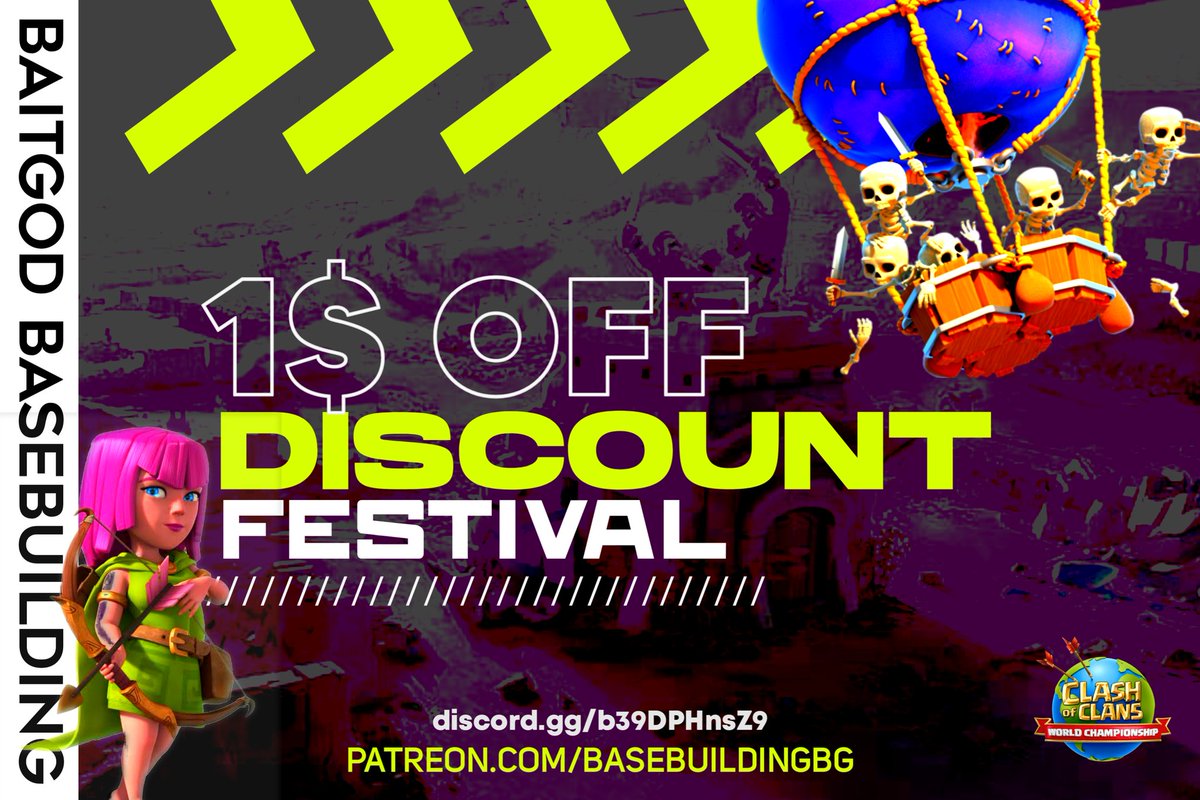 💎| Exclusive 1$ discount festival ♦️LIVE on every single base purchases.

🍎| Get ready &amp; collect your HARDCORE bases to unleash your defensive stats.

🔥| Hurry up! Limited time offer!

discord.gg/b39DPHnsZ9