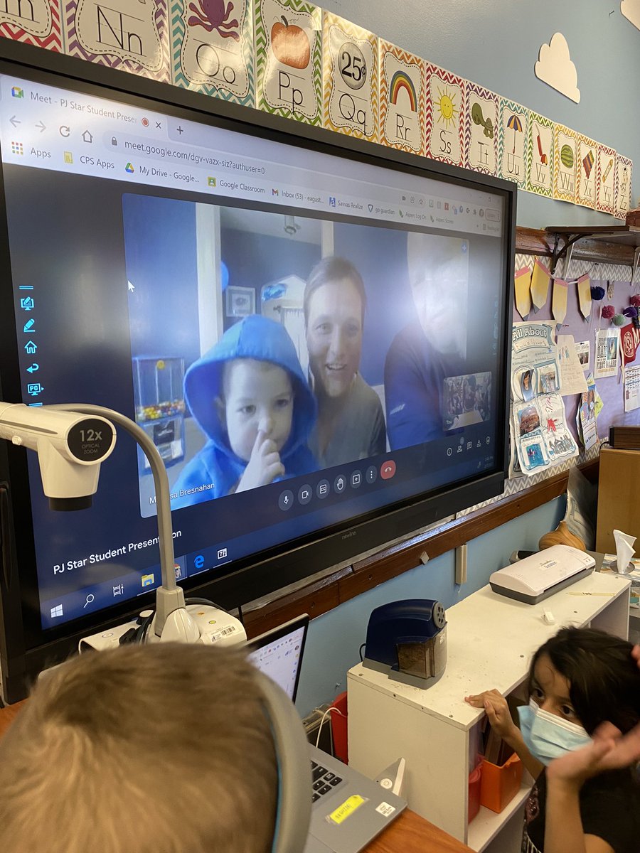 MrsGaughan103's tweet photo. Our star student this week was PJ! We had fun sharing with PJ’s parents and Brenie ! @SauganashCPS https://t.co/8KnJwF5kTQ