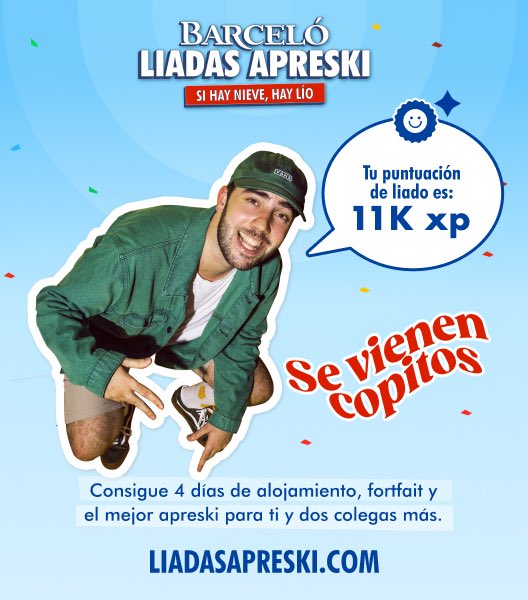 cristivargm's tweet photo. Mi puntuación de liado es de 11580 puntos.
Si tú también eres un liado participa, para conseguir 4 días de alojamiento, forfait y el mejor apreski para ti y dos colega más. #viveahoranevalia https://t.co/E4rmKjIt7t