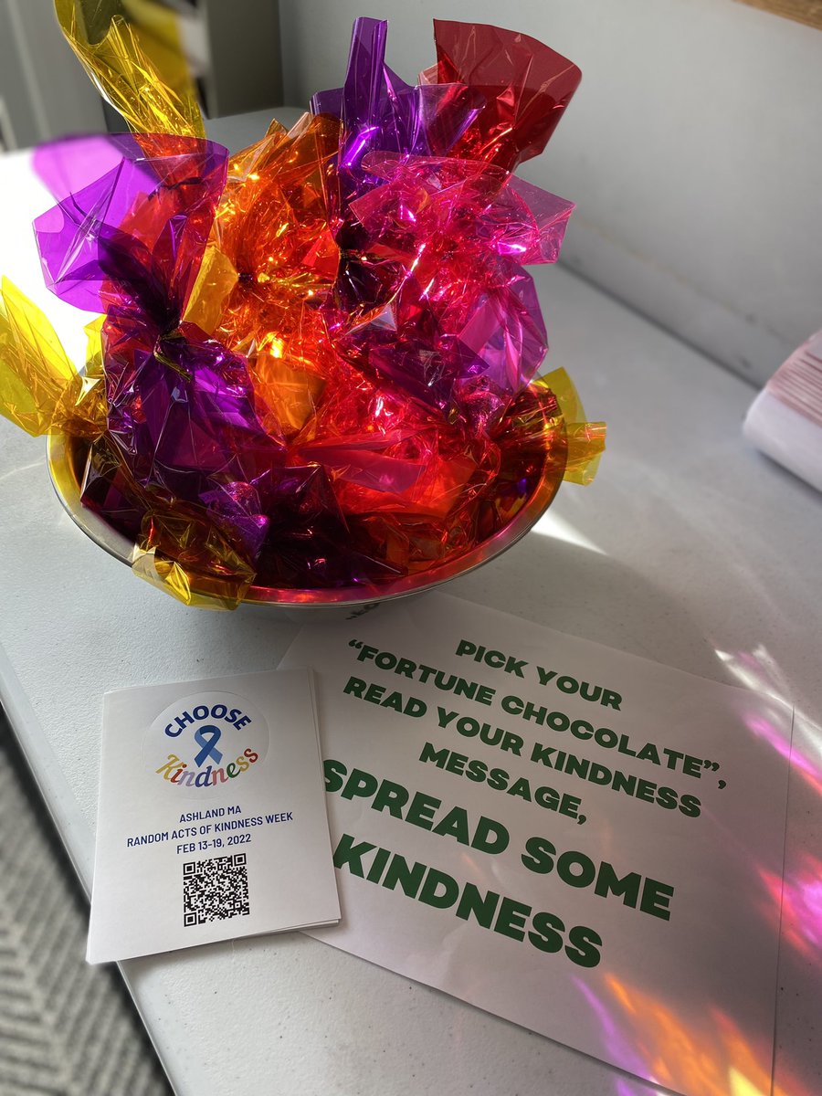 Thanks to the Ashland Community Center for gifting us this “kindness basket” in recognition of Kindness Week. 

The basket contains chocolates which are paired with messages so that people can enjoy a sweet treat along with a kind word from their neighbors!

Thanks everyone!