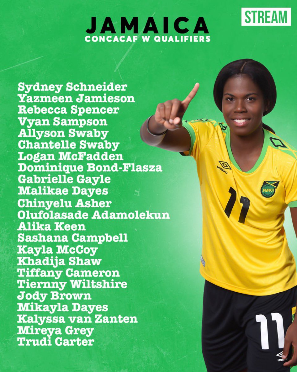 Stream876's tweet photo. The Reggae Girlz World Cup qualifying squad has been announced 🇯🇲 https://t.co/QZBN9XlzKA