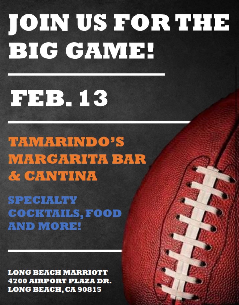 LBMarriott's tweet image. Join us for the Big Game this Sunday! Offering you amazing drinks, food and an amazing time! Hope to see you there. #football #biggame #longbeach #LosAngeles #marriott #hotel #food #drinks