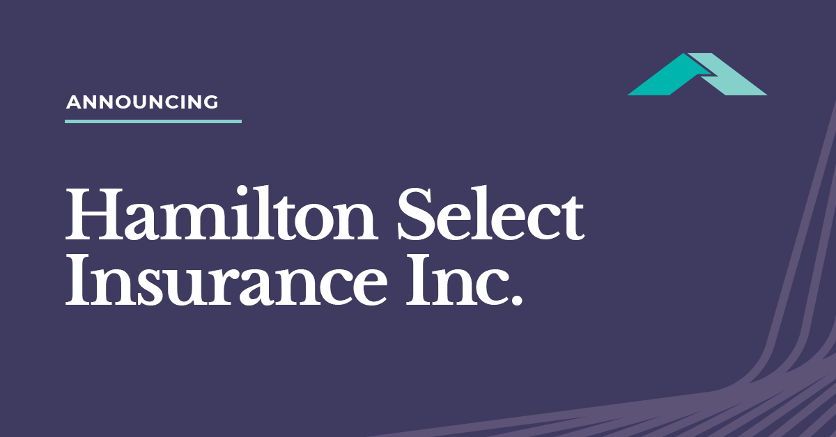 We’re pleased to announce the launch of Hamilton Select Insurance Inc., our US E&amp;S lines insurer rated A- (Excellent) by A.M. Best Company, Inc. and name Clay Rhoades as CEO. Learn more: bit.ly/3oG9p1N