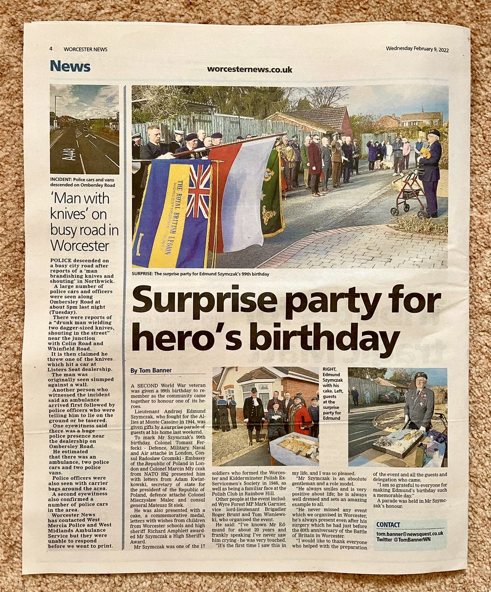 Tom Wisniewski 🇵🇱🇬🇧 (@tomlwisniewski) on Twitter photo Nice article in the <a href="/worcesternews/">Worcester News</a> “surprise party for hero’s birthday”
————————
<a href="/PolesinUK/">Poles in UK</a> <a href="/PolishEmbassyUK/">Polish Embassy UK 🇵🇱</a> <a href="/ipngovpl/">Instytut Pamięci Narodowej</a> <a href="/NawrockiKn/">Karol Nawrocki</a> <a href="/10DowningStreet/">UK Prime Minister</a> <a href="/BorisJohnson/">Boris Johnson</a> <a href="/londoncouncils/">London Councils</a> <a href="/myworcester/">Worcester City Council</a> <a href="/WorcsLieutenant/">Worcestershire Lieutenancy</a> <a href="/HSWorcs/">High Sheriff of Worcestershire</a> @AFCWorcs <a href="/WorcAmbassadors/">Worcestershire Ambassadors</a> <a href="/worcsLEP/">Worcestershire LEP</a> <a href="/WCTrust/">Worcester Community Trust</a> <a href="/Guildhall_Worc/">Guildhall Worcester</a> Nice article in the <a href="/worcesternews/">Worcester News</a> “surprise party for hero’s birthday”
————————
<a href="/PolesinUK/">Poles in UK</a> <a href="/PolishEmbassyUK/">Polish Embassy UK 🇵🇱</a> <a href="/ipngovpl/">Instytut Pamięci Narodowej</a> <a href="/NawrockiKn/">Karol Nawrocki</a> <a href="/10DowningStreet/">UK Prime Minister</a> <a href="/BorisJohnson/">Boris Johnson</a> <a href="/londoncouncils/">London Councils</a> <a href="/myworcester/">Worcester City Council</a> <a href="/WorcsLieutenant/">Worcestershire Lieutenancy</a> <a href="/HSWorcs/">High Sheriff of Worcestershire</a> @AFCWorcs <a href="/WorcAmbassadors/">Worcestershire Ambassadors</a> <a href="/worcsLEP/">Worcestershire LEP</a> <a href="/WCTrust/">Worcester Community Trust</a> <a href="/Guildhall_Worc/">Guildhall Worcester</a>