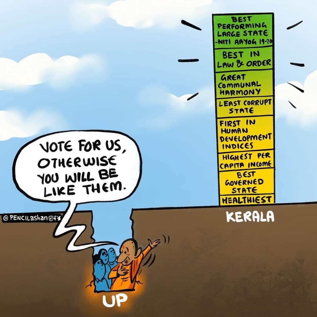 ShaheebaVk's tweet photo. People in UP please think with your brains; it’s never too late! #keralamodel #keralaNo1 #voteforKerala #UPElections #UPElections2022 https://t.co/fH2Ffg4rPO